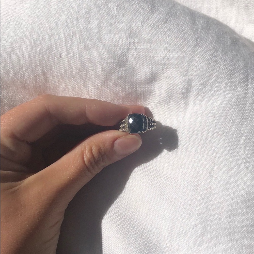 David Yurman black onyx ring with diamonds